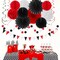 Black White Orange Halloween Party-Decorations - 33pcs Birthday Banner,Streamers Tassel Garland,Paper Lantern Fans,Tissue Pom Poms,Bachelorette Baby Bridal Shower Graduations Backdrop Decor